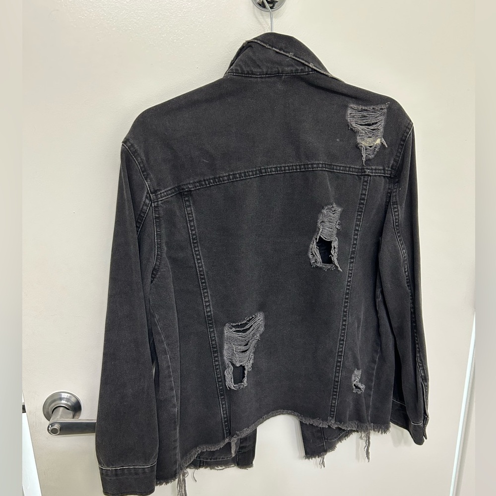 Black Ripped Jean Jacket - Picture 2 of 5